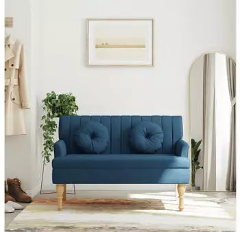 vidaXL Sitzbank mit Kissen Blau 113x64,5x75,5cm Stoff (372136)