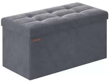 Songmics Sitzhocker mit Stauraum klappbar Samt 38x76x38cm 300kg Schiefergrau (LSF247G01)
