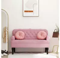 vidaXL Sitzbank mit R&uuml;ckenlehne Rosa 119,5x64,5x75 cm Samt
