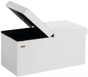 Casaria Sitzbank mit Stauraum Faltbar Kunstleder Wei&szlig; 80x40x40cm 100L (PD-106955)