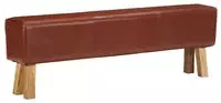 vidaXL Bank Turnbock-Design 160cm Braun Echtleder Massivholz Akazie