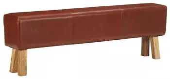 vidaXL Sitzbank Turnbock-Design 160cm Braun Echtleder Akazien-Massivholz (320607)