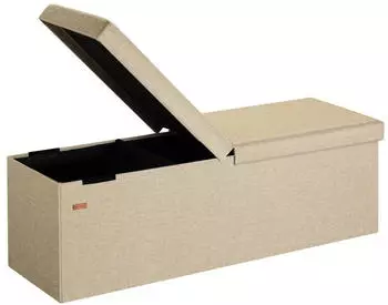 Casaria Sitzbank mit Stauraum, faltbar, gepolstert, Leinen-Optik, Beige, 115x40x40cm, 130L (109842)