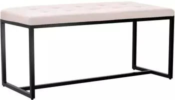 CLP Barci Sitzbank gepolstert, Metallgestell schwarz, Stoff creme (325067)