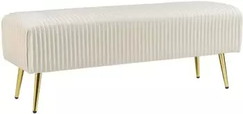 Beliani Paterson Sitzbank Samt Cremeweiß goldene Metallbeine 118cm (391386)