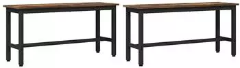vidaXL Esstischbank 2er-Set Ger&auml;ucherte Eiche 100x32,5x48,5cm (873755)