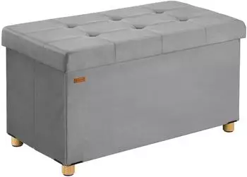 Casaria Sitzbank mit Stauraum, faltbar, grau, Samt, 76x38x42cm (109928)