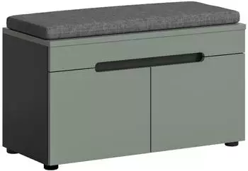 xonox.home Canu Sitzbank mit Sitzkissen, Smoke Green / Basaltgrau, 80x45x37cm (X4CP1632)