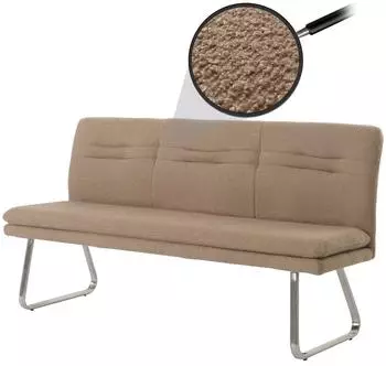 MCW Sitzbank H70 mit Lehne, Boucl&eacute;-Stoff, Edelstahl geb&uuml;rstet, 180cm, coffee-braun (H70-180-B)