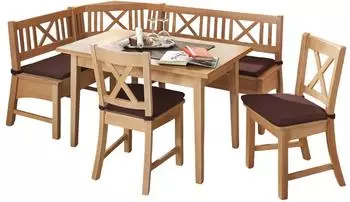 58 auf'm Kessel Eckbankgruppe modern Landhausstil Deborah massiv Buche lackiert/Dunkelbraun