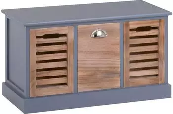 Caro M&ouml;bel Trient Sitzbank mit 3 Schubk&auml;sten, Paulownia, grau/natur, Vintage (Trient)