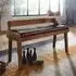 Finebuy Gepolsterte Sitzbank mit Rückenlehne 108cm Echtleder Massivholz (FB54114)