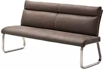 MCA Furniture Rabea Polsterbank Stoff sand, Edelstahl geb&uuml;rstet, 160cm (RABEA-PBANK)