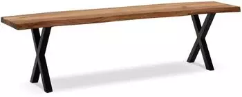 Wohnling Esszimmerbank Akazie Massivholz Baumkante X-Beine 160cm (WL7.299)