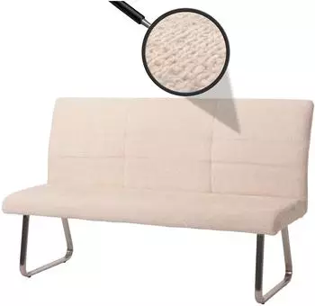 MCW Sitzbank G55-C Chenille Textil Edelstahl geb&uuml;rstet 160cm, creme (MCW-G55-C)