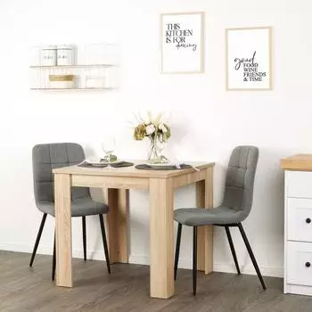 Homestyle4u 2377, Essgruppe mit 2 St&uuml;hlen Natur Esstisch 80x80 cm K&uuml;chentisch