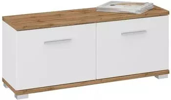 Caro M&ouml;bel Bilbao Sitzbank mit 2 T&uuml;ren & 4 F&auml;chern, Wotan Eiche/Wei&szlig; (95640)