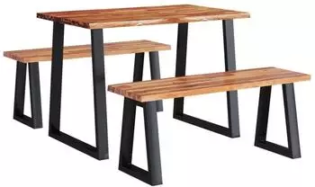 vidaXL 3-tlg. Essgruppe Baumkante Massivholz Akazie (3157524)