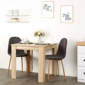 Homestyle4u Esstisch 80x80 cm mit 2 St&uuml;hlen anthrazit eiche (2379)