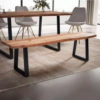 Finebuy Sitzbank Baumkante Akazie Massivholz 140cm (FB68388)