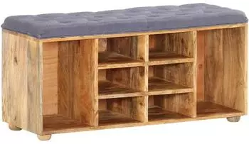 vidaXL Flurbank mit Stauraum, Massives Mangoholz, 100x35x47cm