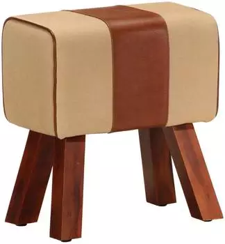 vidaXL Sitzbank Turnbock-Design Echtleder Mangoholz, 38cm, braun (320787)