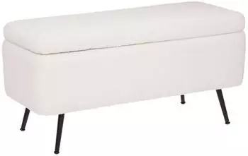 Atmosphera Aurora Truhenbank Bouclette wei&szlig; 100x40cm (187768)