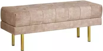 Beliani Roseville Gepolsterte Sitzbank Samt Taupe Goldene Metallbeine (Roseville)
