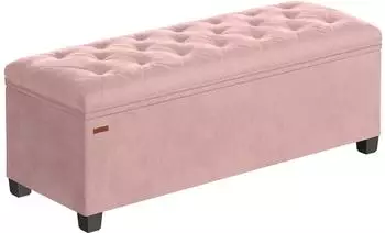Songmics Sitzbank mit Stauraum 40x110x40cm Pastellrosa