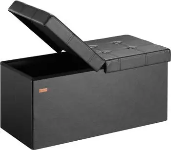 Casaria Sitztruhe Faltbar Kunstleder Schwarz 80x40x40cm 100L (PD-106956)