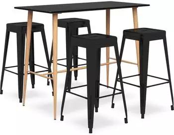 vidaXL 5 -tlg. Bar-Set schwarz (3057457)