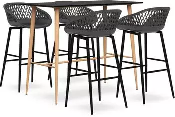 vidaXL 5-teiliges Bar-Set Schwarz/Grau (3057461)