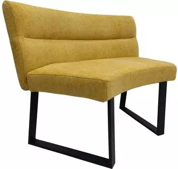 HTI-Living Liron runde Polsterbank mit R&uuml;ckenlehne, Kufengestell, gelb, 108x82x60cm
