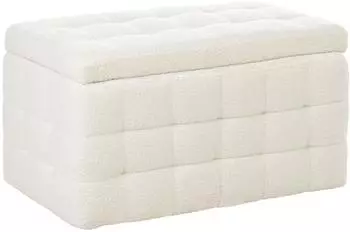 Beliani Michigan Ottomane mit Stauraum Boucl&eacute; Wei&szlig; (372309)