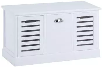 Caro M&ouml;bel Trient Sitzbank mit 3 Schubk&auml;sten, Holzwerkstoff, Wei&szlig;, Vintage (73x41x32cm)