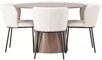 ebuy24 Lanzo Tisch natur + 4 Edina St&uuml;hle wei&szlig; (60-GR23562)