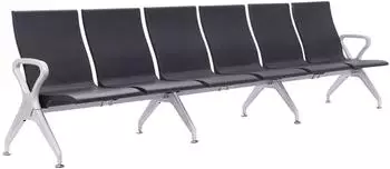 CLP Ermin Wartebank Airport-Stil, 6-Sitzer, Kunststoff, schwarz (326896)