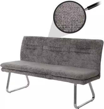 Mendler HWC-H70 Polsterbank mit Lehne Chenille dunkelgrau 160cm (108146)