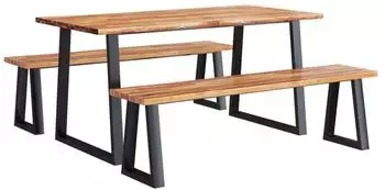 vidaXL 3-tlg. Essgruppe Baumkante Massivholz Akazie (3157526)