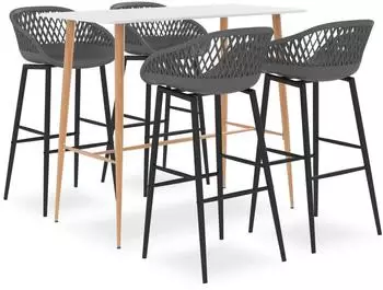 vidaXL 5 -tlg. Bar-Set wei&szlig;/grau (3057433)
