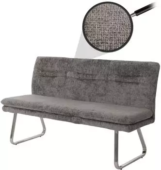 MCW Sitzbank H70 mit Lehne Chenille Edelstahl geb&uuml;rstet 160cm dunkelgrau (MCW-H70)