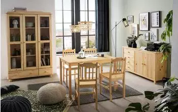 M&ouml;bilia M&ouml;bilia Sitzgruppe 5tlg. 4 St&uuml;hle 1 Tisch KieferHolz 118x75x73 cm natur lackiert (19020016)