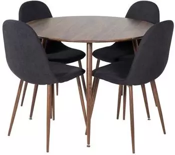 ebuy24 PlazaWA100 Esstisch Nussbaum Nachbildung + 4 Polar St&uuml;hle schwarz (60-GR19671)