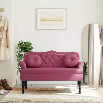 vidaXL Sitzbank mit Kissen Samt Weinrot 120,5x65x75cm (372144)
