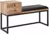 Wohnling Sitzbank Ziegenleder Massivholz 100x60x35cm Retro mit Stauraum, Schwarz (WL6.483)