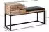 Wohnling Sitzbank Ziegenleder Massivholz 100x60x35cm Retro mit Stauraum, Schwarz (WL6.483)