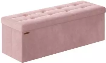 Songmics Sitzbank mit Stauraum, klappbar, 2 Boxen, 110cm, pastellrosa
