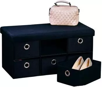 Kesper Sitzbank mit Aufbewahrungsboxen, schwarz, 76x38x38cm (15954)