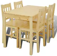 vidaXL Esstisch Holztisch mit 4 Holzst&uuml;hlen Esszimmerset Essgruppe