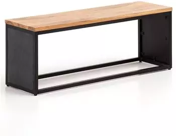 Wohnling Sitzbank Akazie Massivholz, Steinoptik, Metallgestell, 120x45x35cm (WL6.781)